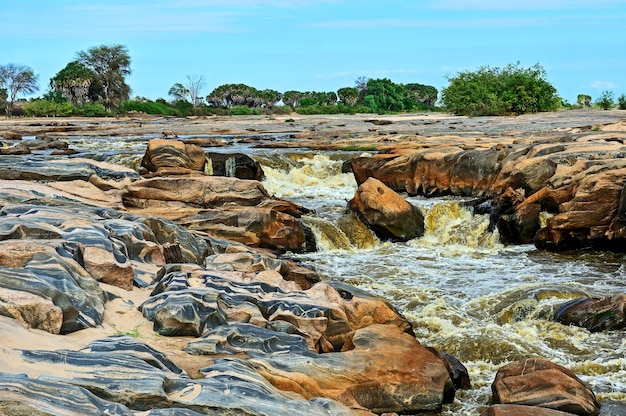 Bellissimo fiume nella savana africana in Kenya