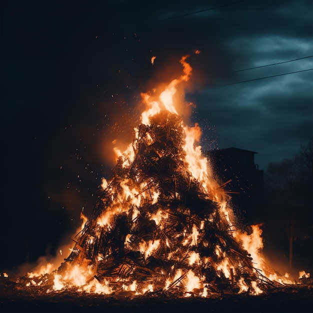 bellissimo fuoco nella giungla di notte