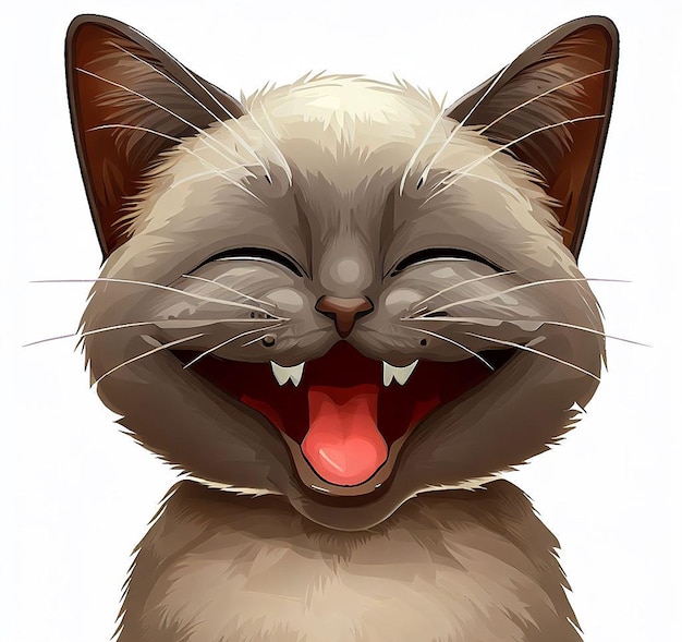 Bellissimo gatto che ride illustrazione icona avatar emoji ai immagine idea concetto carta da parati disegno gattino