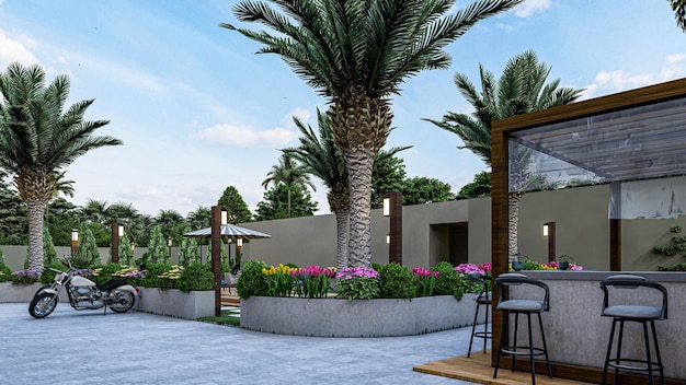 Bellissimo giardino 3d design e rendering