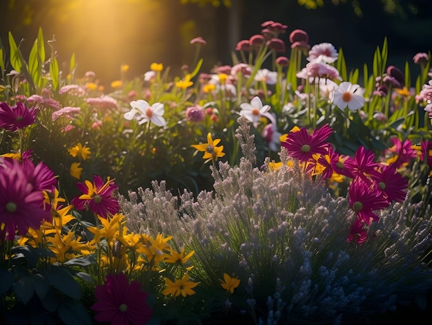 bellissimo giardino fiorito con bellissimi fiori