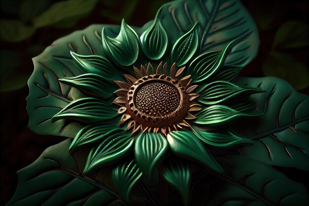 Bellissimo girasole verde con steli grandi IA generativa