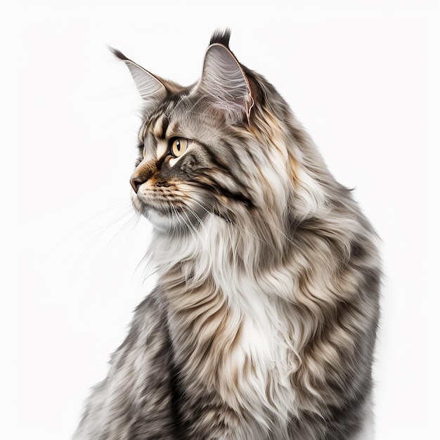 Bellissimo grande gatto rosso razza maine coon ritratto isolato su bianco primo piano bella casa animale domestico