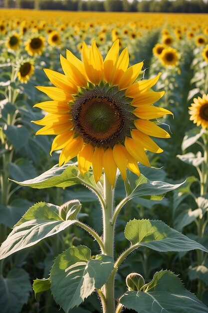 Bellissimo grande girasole su un prato estivo in tempo soleggiato foto orizzontale nessuna gente