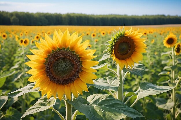 Bellissimo grande girasole su un prato estivo in tempo soleggiato foto orizzontale nessuna gente