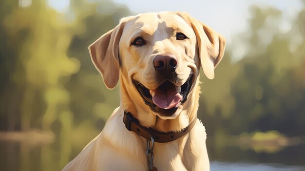 Bellissimo labrador retriever cane natura razza felice immagine AI arte generata