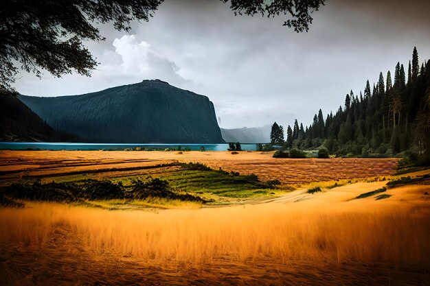 Bellissimo lago di montagna nella foresta autunnale autunno bonito alberi lato lago spiaggia acqua montagne riflessione paesaggio sfondo HD