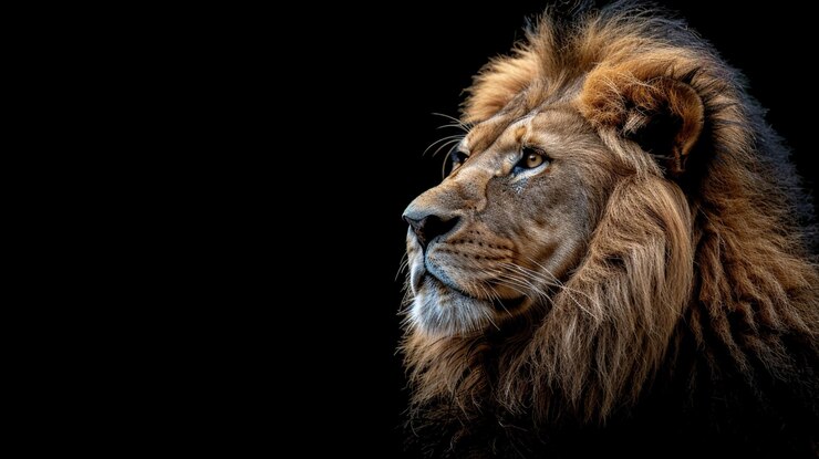 Bellissimo leone su uno sfondo luminoso