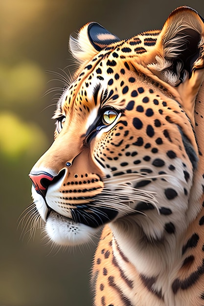 Bellissimo leopardo da vicino Predatore pericoloso nell'habitat naturale Opere d'arte digitali