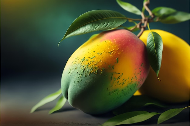 bellissimo mango con foglie coglie foto realistiche. IA generativa