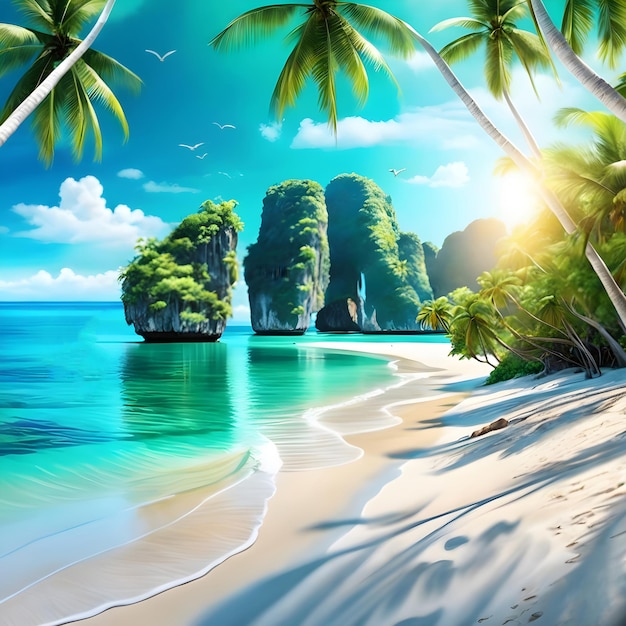 bellissimo mare e spiaggia nel sud di mepton, tailandia, mare color smeraldo e miraggio con sabbia bianca ai generati