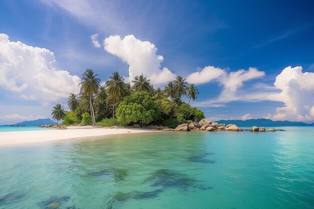 Bellissimo mare tropicale all'aperto intorno all'isola di Samui con palme da cocco