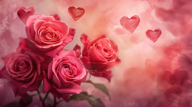 Bellissimo mazzo di rose rosa Concetto di San Valentino