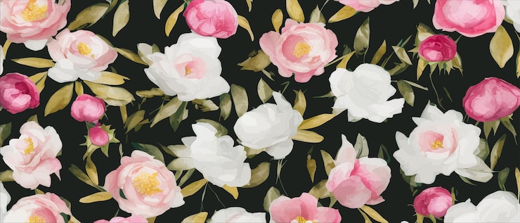 Foto bellissimo motivo con grandi peonie e foglie ornamento romantico femminile