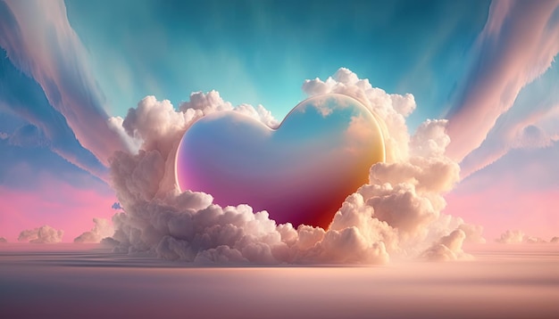 Bellissimo oggetto cuore con nuvole colorate