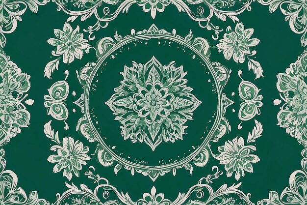 Bellissimo ornamento di henna su uno sfondo verde Eleganza culturale