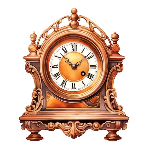 Bellissimo orologio antico Rustico cottagecore acquerello accogliente clipart illustrazione