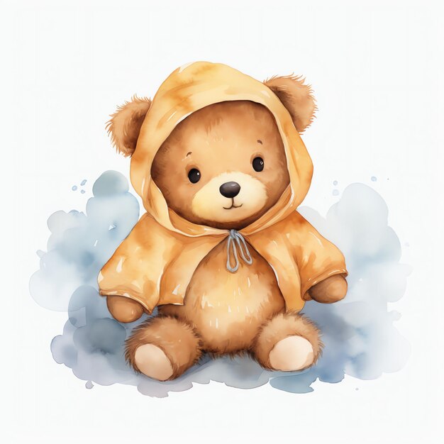 bellissimo orso con illustrazione clipart acquerello Cape