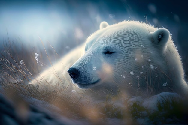 Bellissimo orso polare nella neve Generato da AI