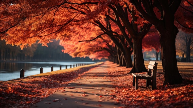 Bellissimo paesaggio autunnale Colorato sfondo autunnale stagionale IA generativa