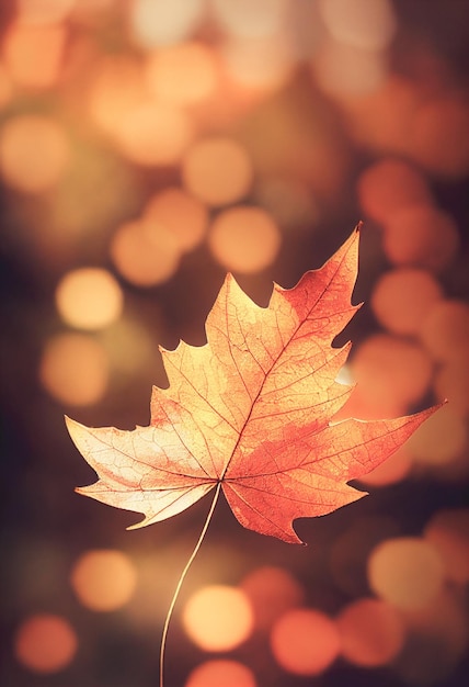 Bellissimo paesaggio autunnale sfocato con foglie autunnali al sole