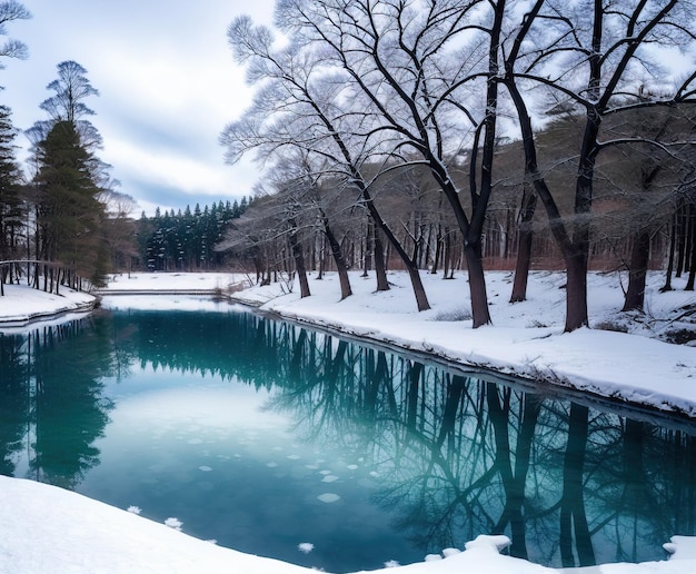 bellissimo paesaggio con lago e montagne