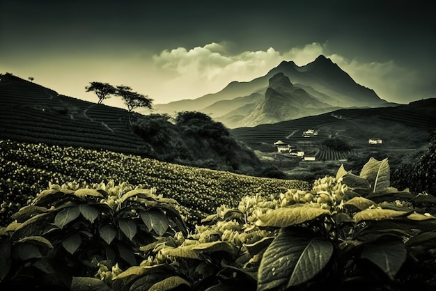 Bellissimo paesaggio del campo di tè