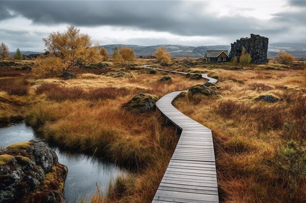 Bellissimo paesaggio del Parco Nazionale di Ingvellir in Islanda