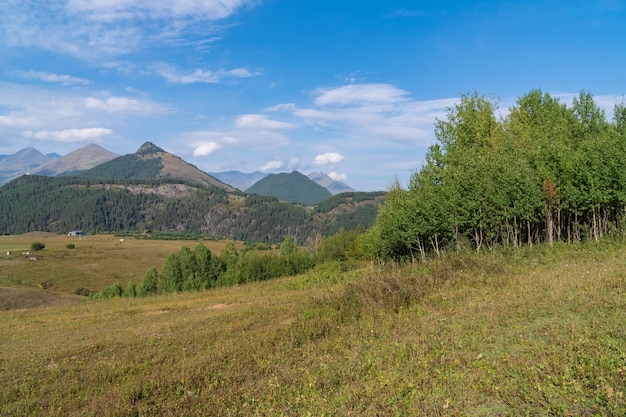 Bellissimo paesaggio della regione montuosa della Georgia, Tusheti. Viaggio