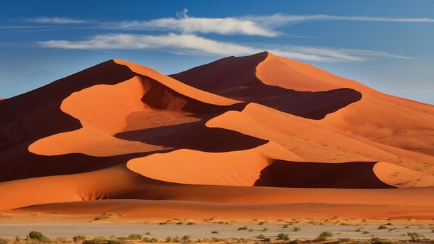 Bellissimo paesaggio di dune di sabbia arancione nel deserto del Namib nel parco nazionale di Namibnaukluft
