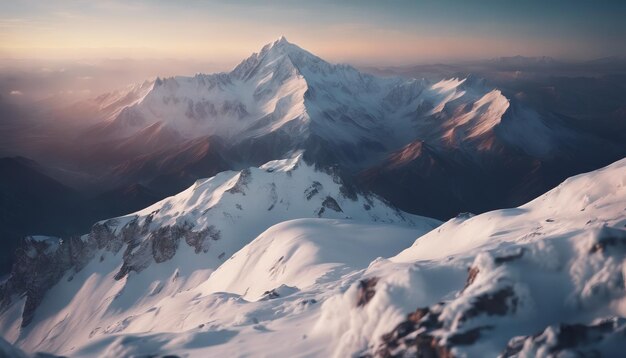 Bellissimo paesaggio di montagna innevata Fotografia carta da parati