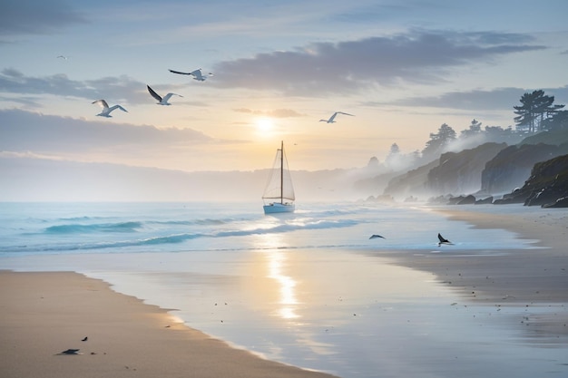 Bellissimo paesaggio di spiaggia generato dall'AI