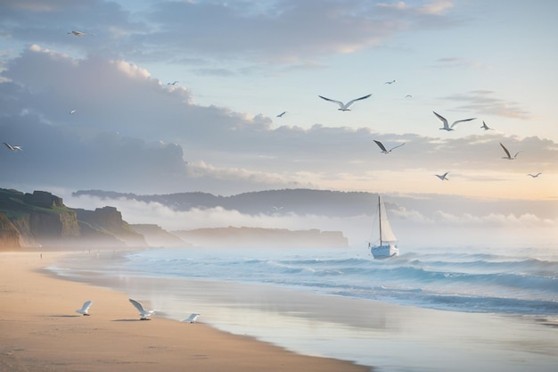 Bellissimo paesaggio di spiaggia generato dall'AI