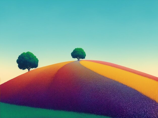 Bellissimo paesaggio e sfondo minimalista arte concettuale colorata