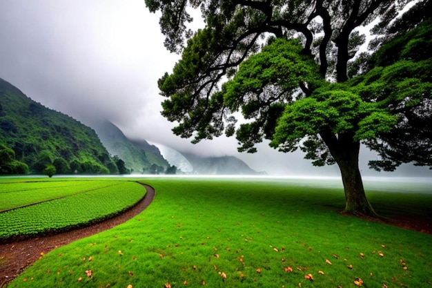 bellissimo paesaggio forestale magico