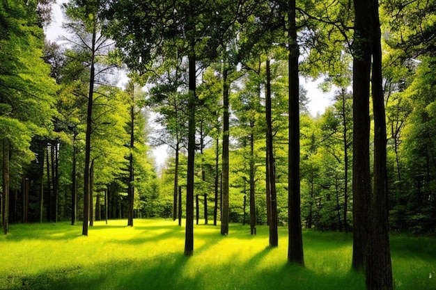 bellissimo paesaggio forestale magico