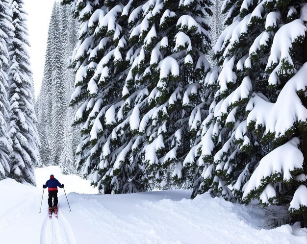 bellissimo paesaggio invernale da sci con alberi innevati
