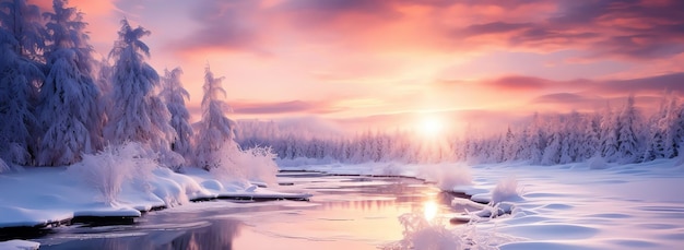 bellissimo paesaggio invernale immagine generata dall'IA