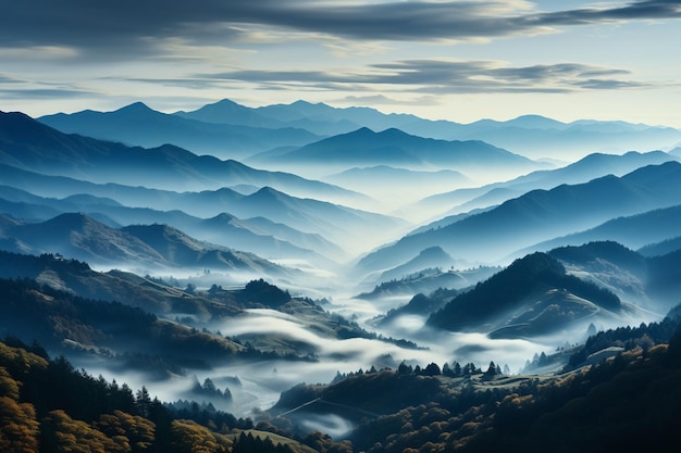 bellissimo paesaggio minimalista di montagne in vista di fogariel