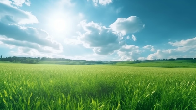 Bellissimo paesaggio naturale panoramico di un campo verde