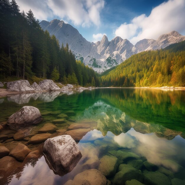 Bellissimo paesaggio naturalistico ricco di colori e dettagli