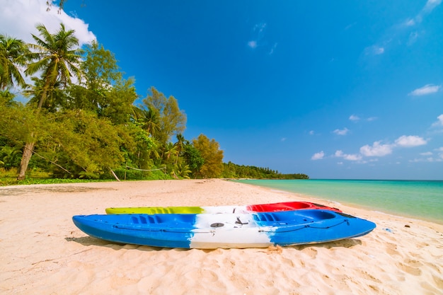 Bellissimo paradiso spiaggia e mare con kayak