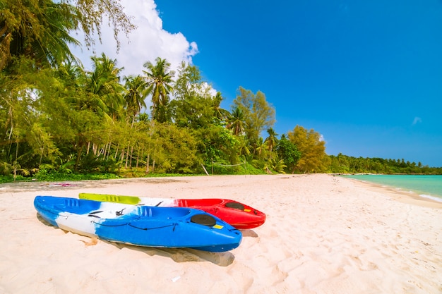 Bellissimo paradiso spiaggia e mare con kayak