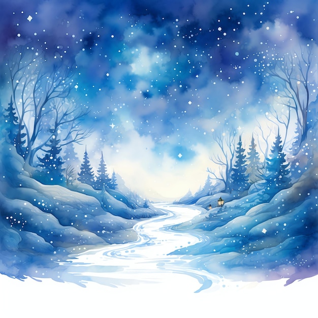 bellissimo percorso di neve scintillante, ghiaccio blu, inverno, fiaba, mondo fantasy, clipart