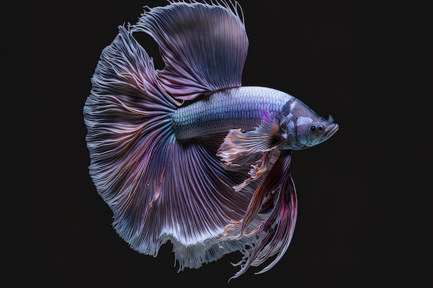 Bellissimo pesce betta elegante su sfondo scuro