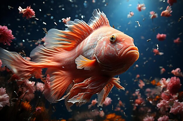 Bellissimo pesce rosso in acquario Mondo sottomarino