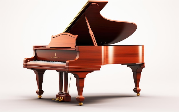 Bellissimo pianoforte marrone isolato su sfondo bianco