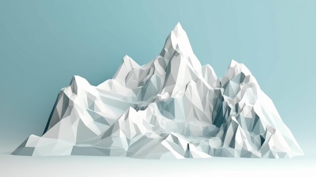 Bellissimo picco di montagna bianco low poly illustrazione AI generato