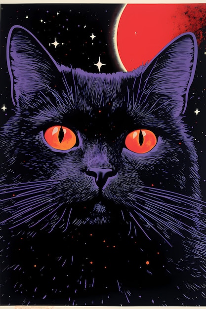 Bellissimo poster di gatti con uno stile colorato e artistico