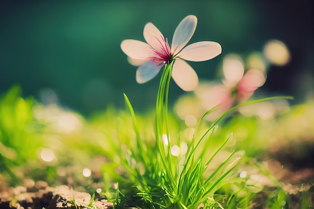 Bellissimo primo piano di fiori di campo con sfondo sfocato concetto di natura